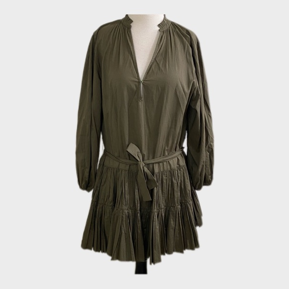 maje olive green dress Green Silk Mini Dress